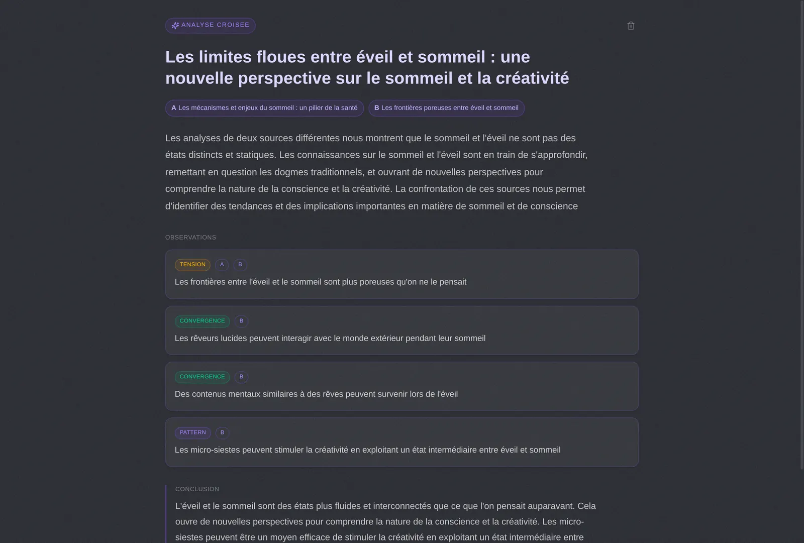 Analyse croisée de deux sources : tensions, convergences et patterns identifiés