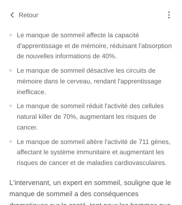 Une synthèse ouverte : l'essentiel, les points clés et le texte, avec ses sources